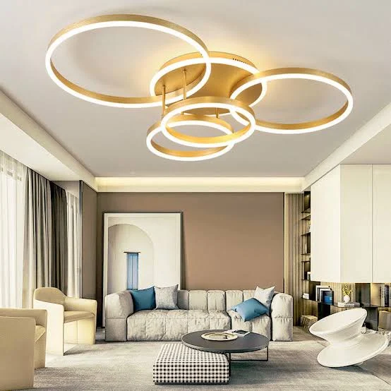 Luxury modern ring chandelier installation by Pankaj Electricals Indirapuram